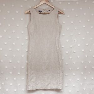 Talbots Beige Pure Island Linen Knee Length Dress Size 2P